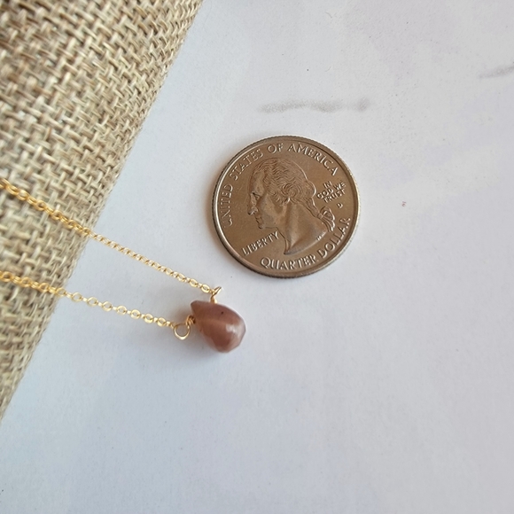 Chocolate Moonstone Necklace Minimalist Crystal Gemstone - Picture 2 of 4